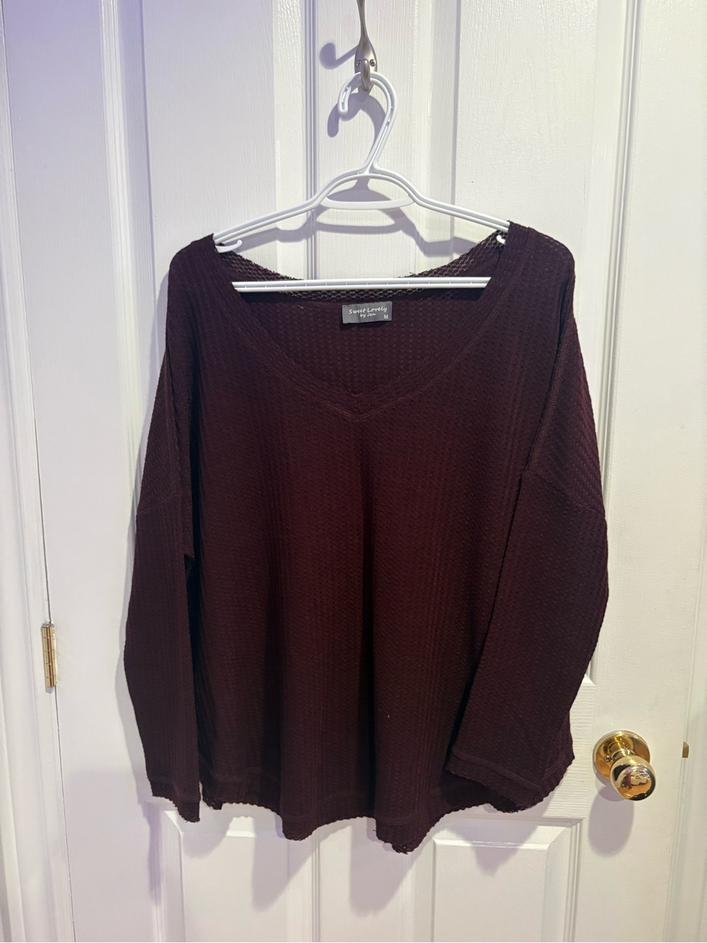 Sweet Lovely by Jen Ribbed Knit Top in Wine